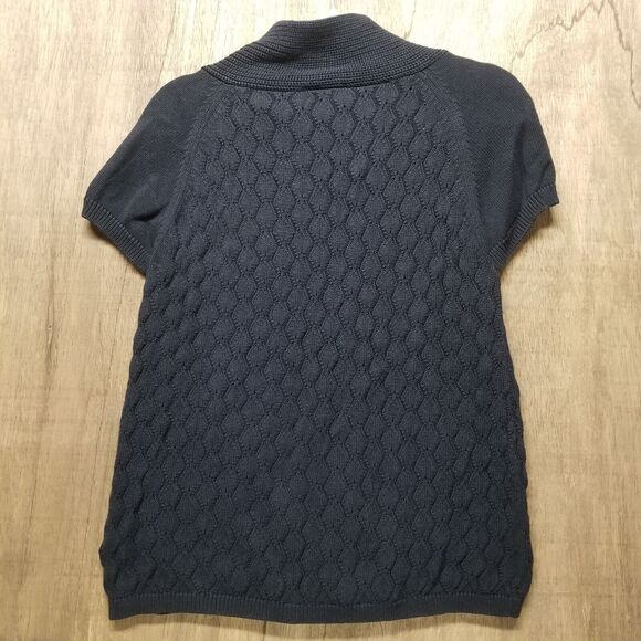 Fashion Bug Womans Size XL Black Short Sleeve Sweater Neck Buttons - Picture 2 of 7